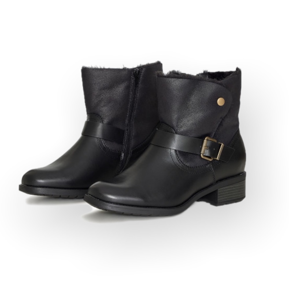 NWT Evans Women’s Ankle Boot Beauty Faux Fur Lining Buckle Accent Extra Wide 7